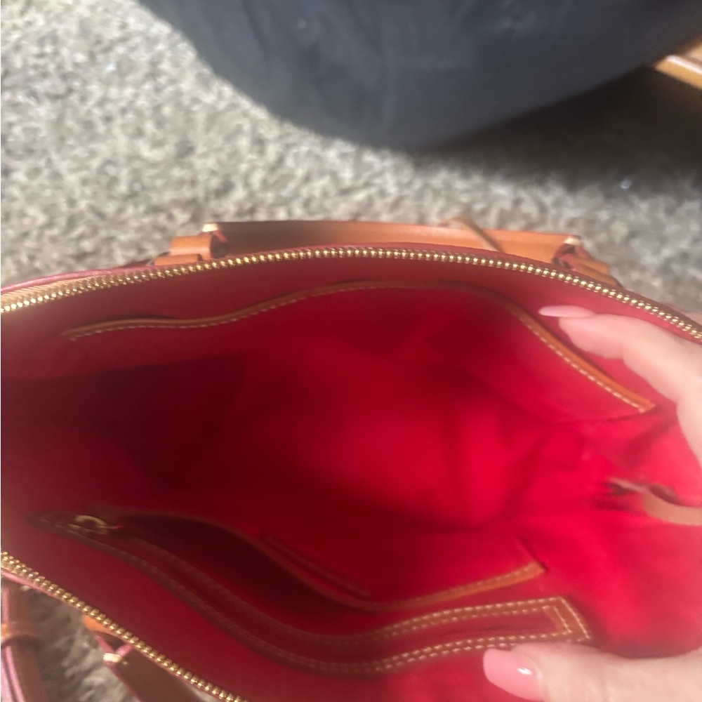 Dooney & Bourke Pink and Tan Striped Satchel - Picture 3 of 3
